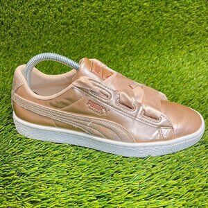 Puma Basket Heart Lunar Lux Rose Pink Gold Girls Size 6C Walking Shoe Sneakers